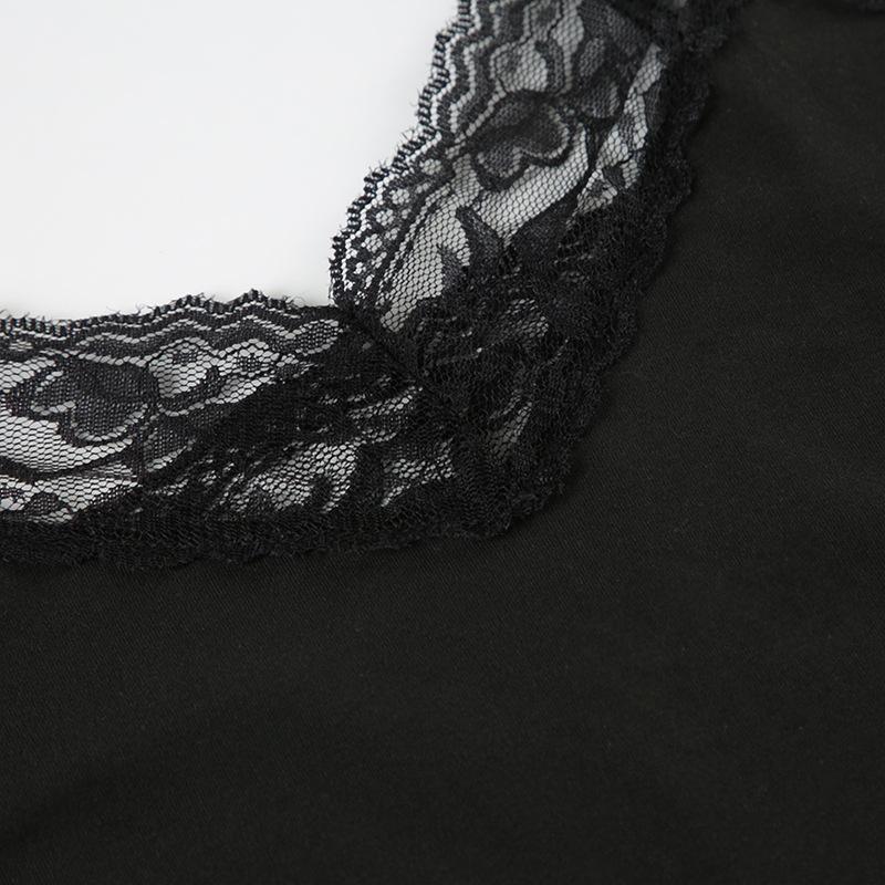 Lace hem bowknot cami bodysuit