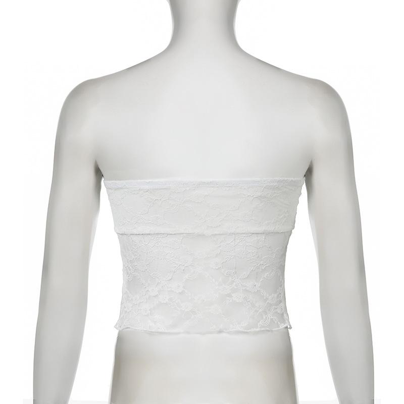 Bowknot lace slit tube top