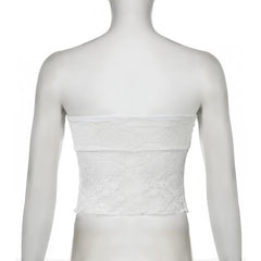 Bowknot lace slit tube top