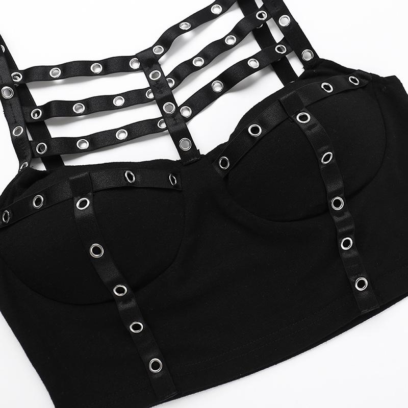 Hollow out backless solid sleeveless crop top