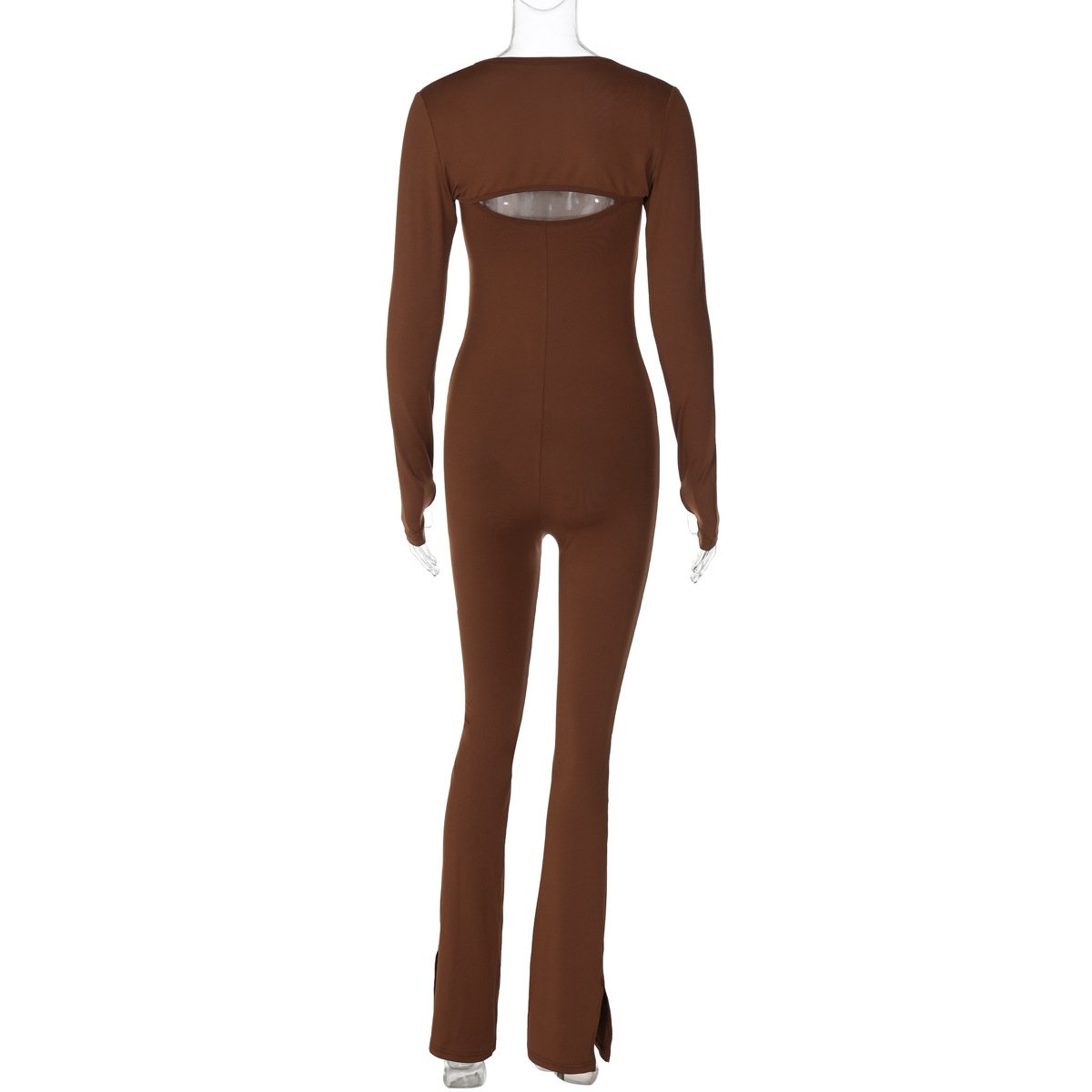 U neck long sleeve solid shrug 2 piece cami jumpsuit