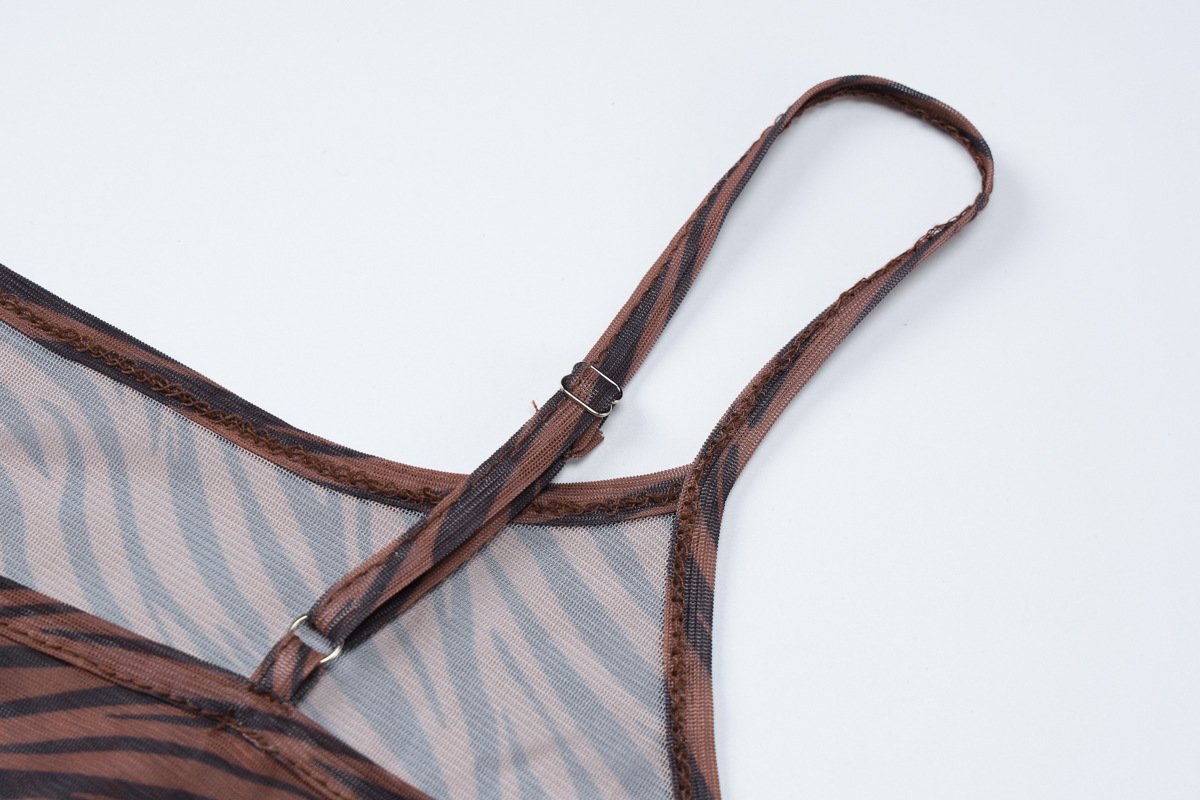 Tiger print sheer mesh cami maxi dress  | samba dress