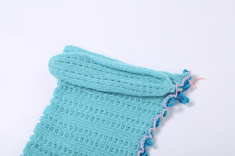 Lace up knitted irregular ruffle tube top