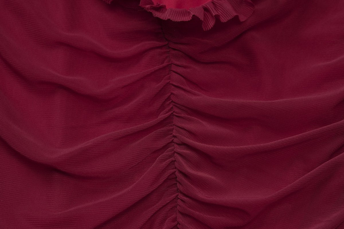 Hollow out mesh ruffle ruched cami maxi dress