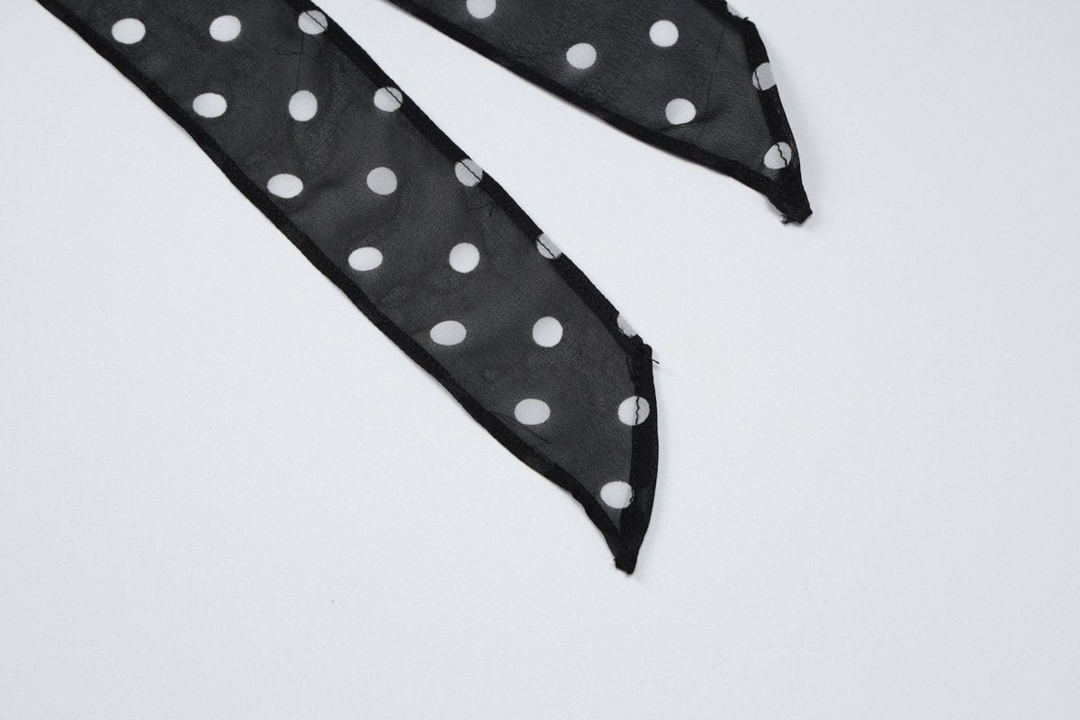 Halter polka dot ruffle knotted top
