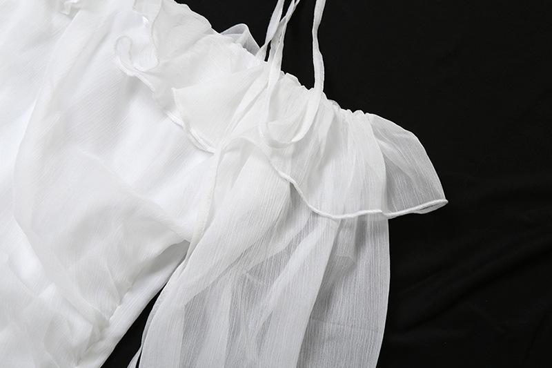Halter off shoulder chiffon bowknot ruffle mini dress