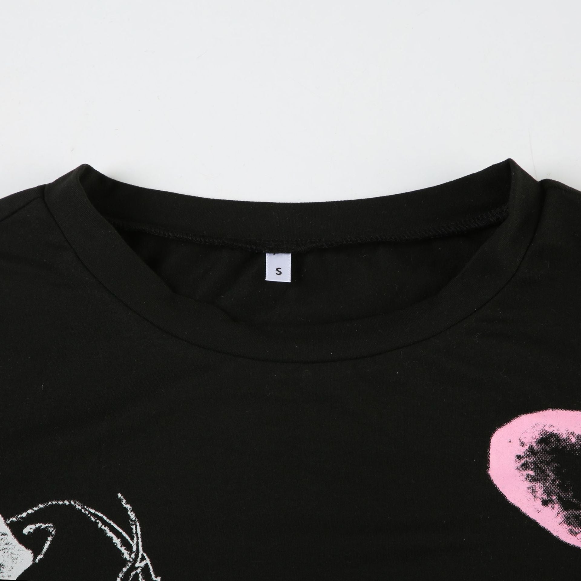 Long sleeve crewneck abstract print patchwork top