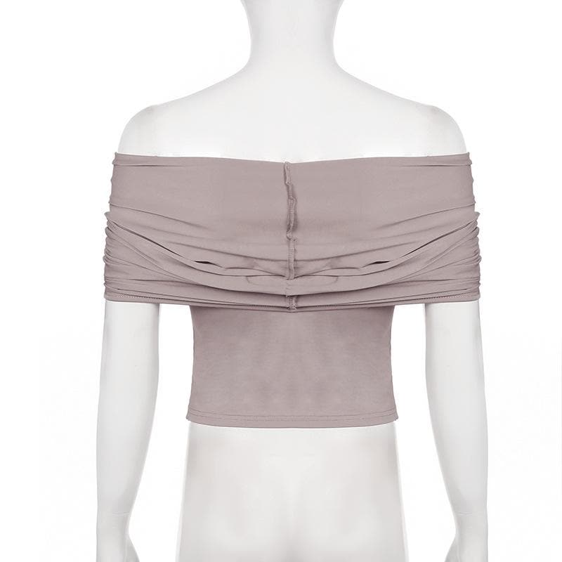 Short sleeve cowl neck ruched solid 2-way top