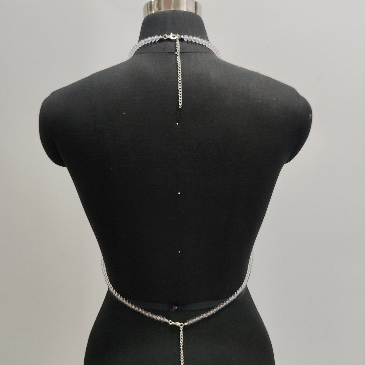 Halter beaded flower pattern backless top