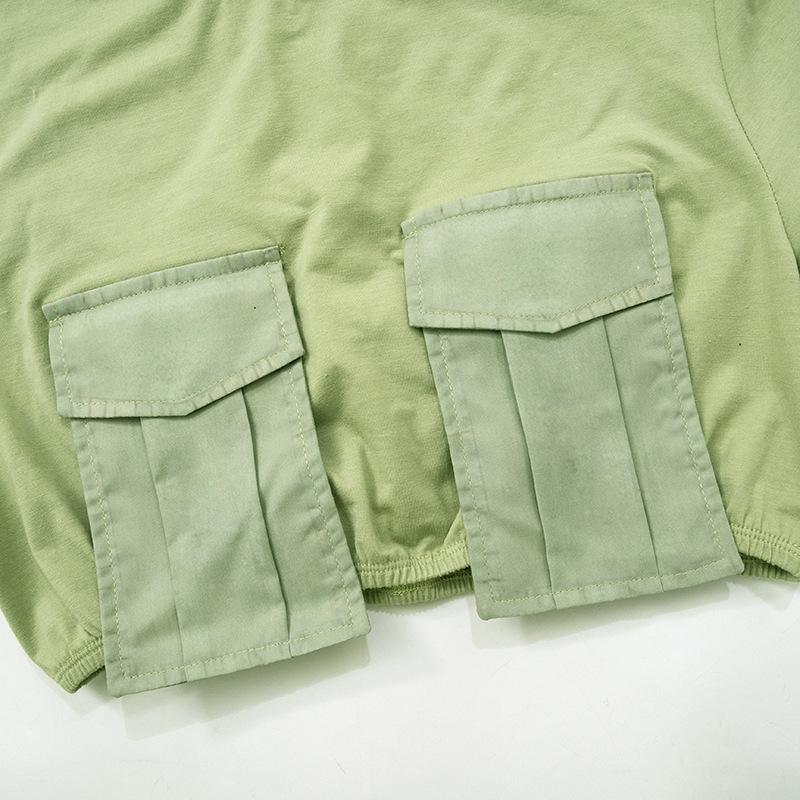 Short sleeve crewneck pocket crop top