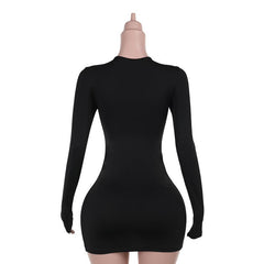 Long sleeve lace up mini dress