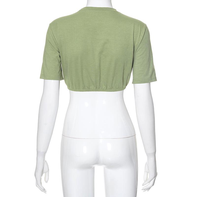 Short sleeve crewneck pocket crop top