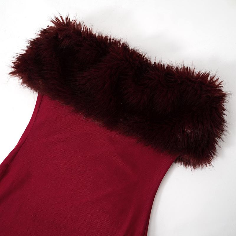 Fluffy mesh tube maxi dress