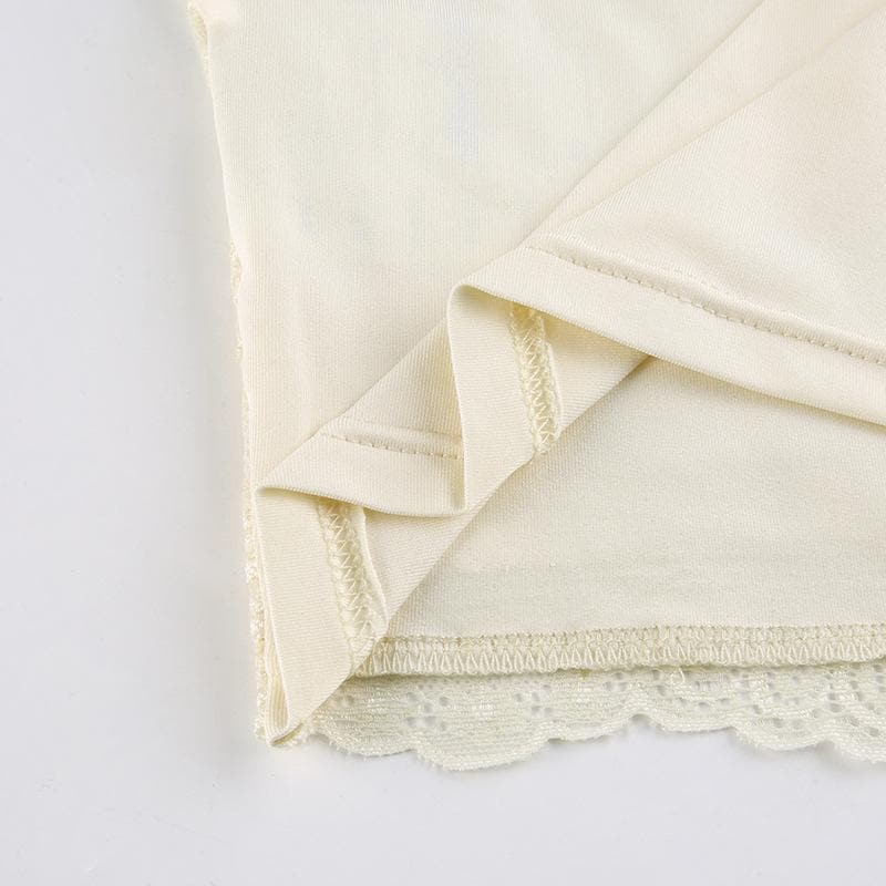 V neck sleeveless lace hem top