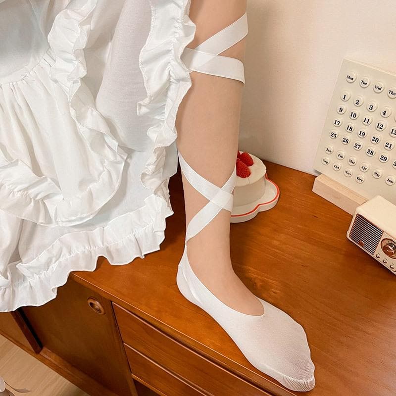 Wrap around tie satin long socks