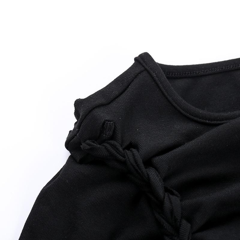 Short sleeve crewneck beaded hollow out top