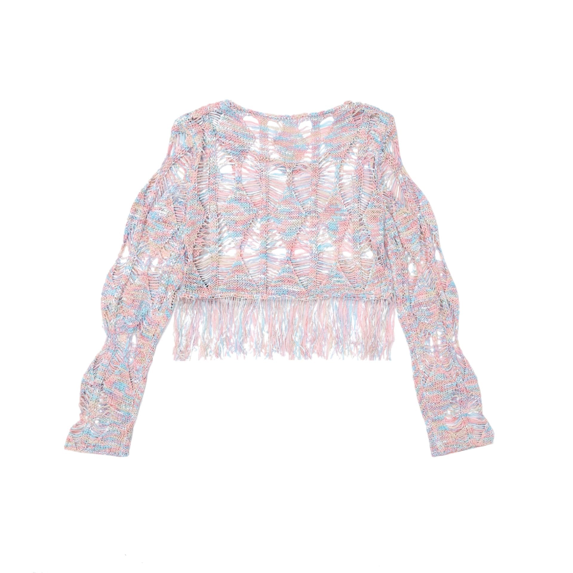 Long sleeve hollow out knitted crop top