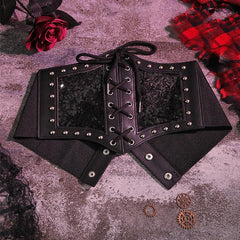 Rivet lace up glitter button corset