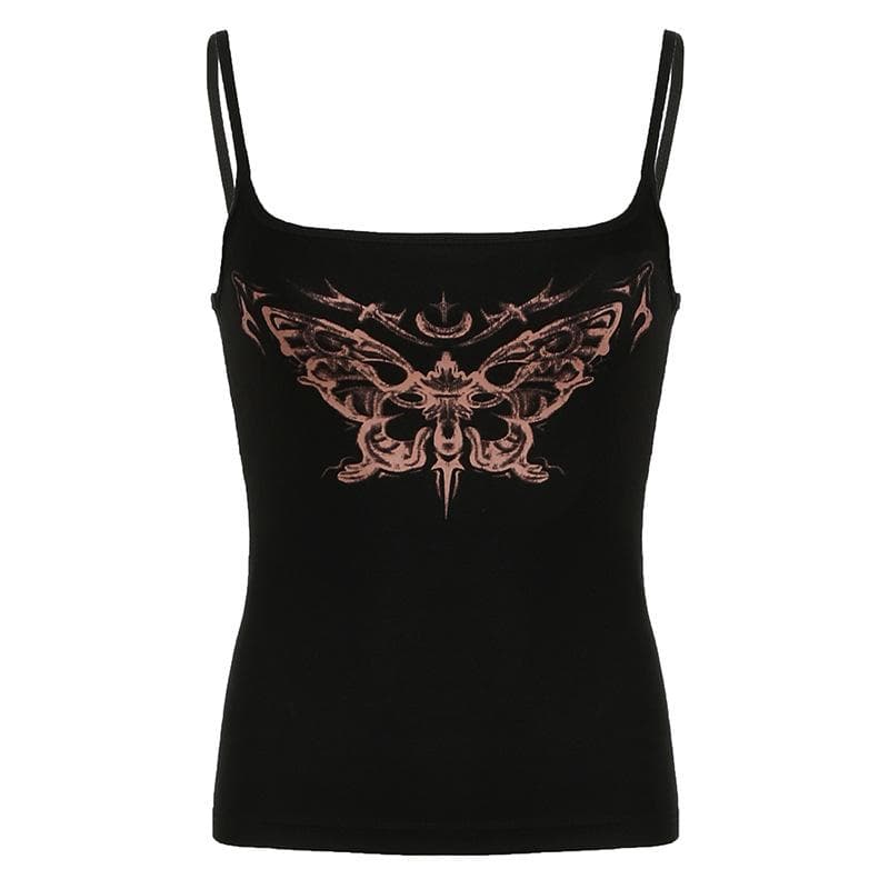 Butterfly print contrast backless cami top