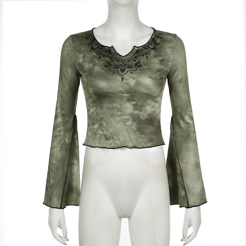 Long sleeve tie dye crop top