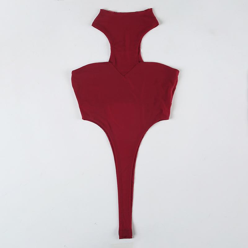 Crewneck mesh solid button bodysuit