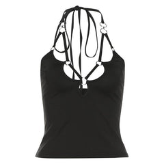 Halter o ring backless hollow out top