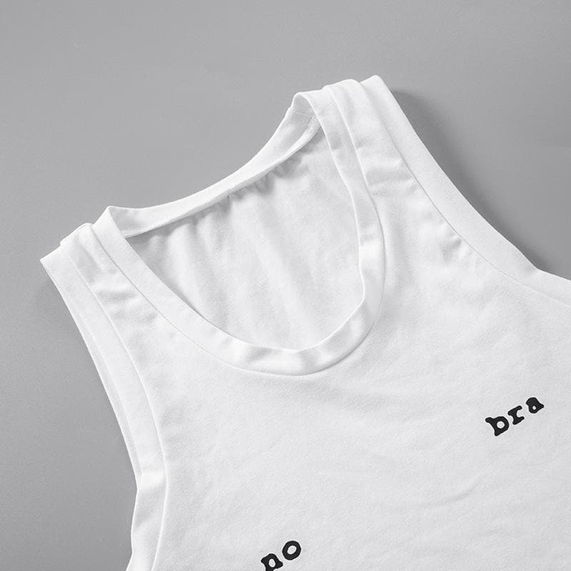 Sleeveless "no bra" pattern solid u neck top