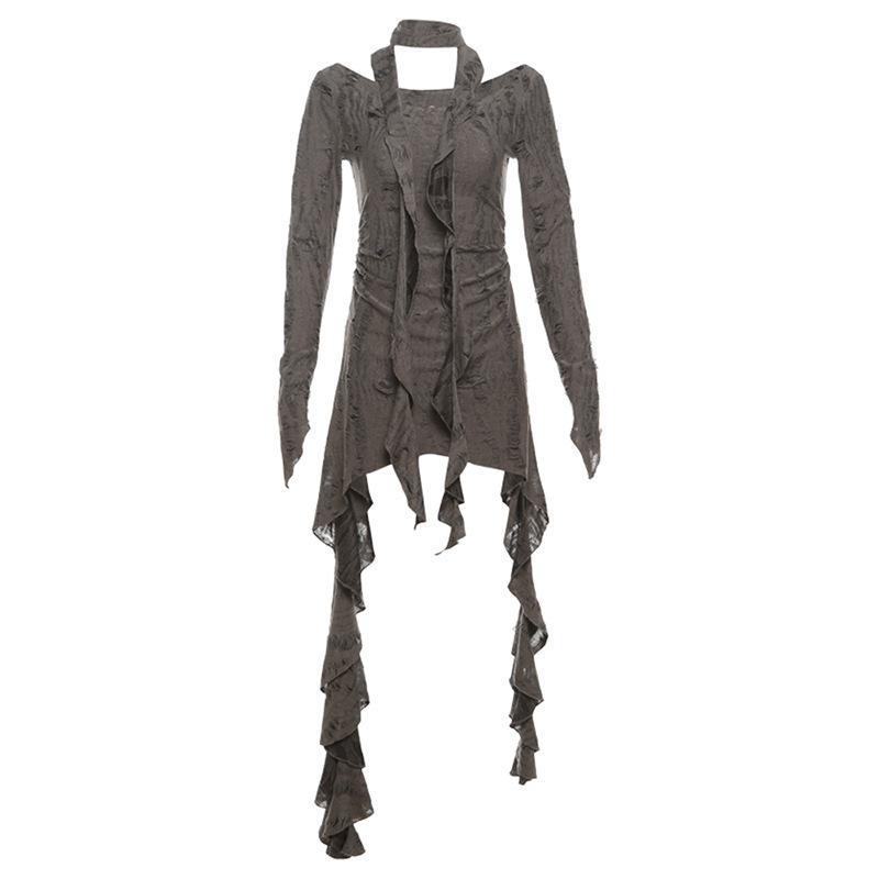 Long sleeve off shoulder ruffle mini dress
