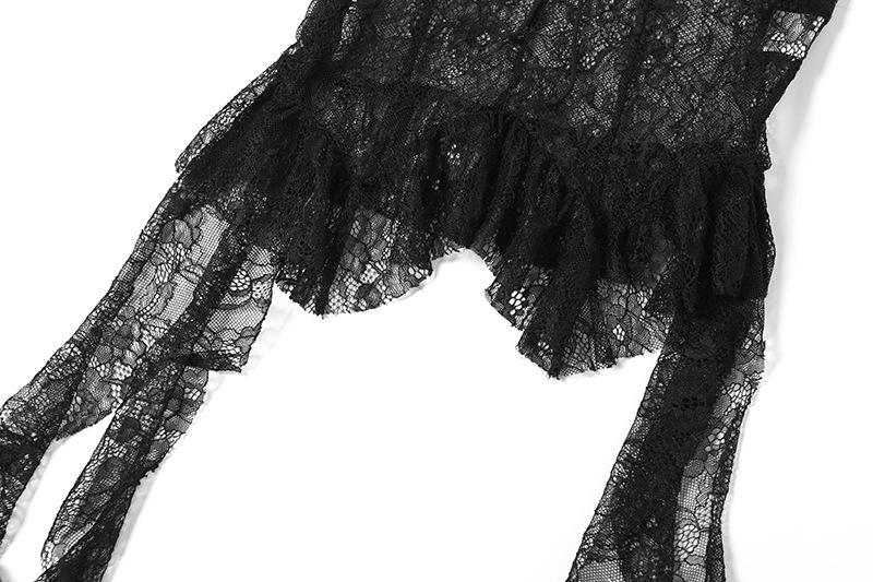 Off shoulder lace ruffle hollow out top