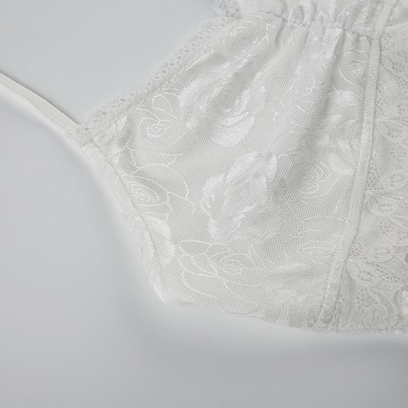 Halter lace ruched solid knotted top