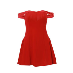 Off shoulder off shoulder zip-up mini dress  | red tango dress