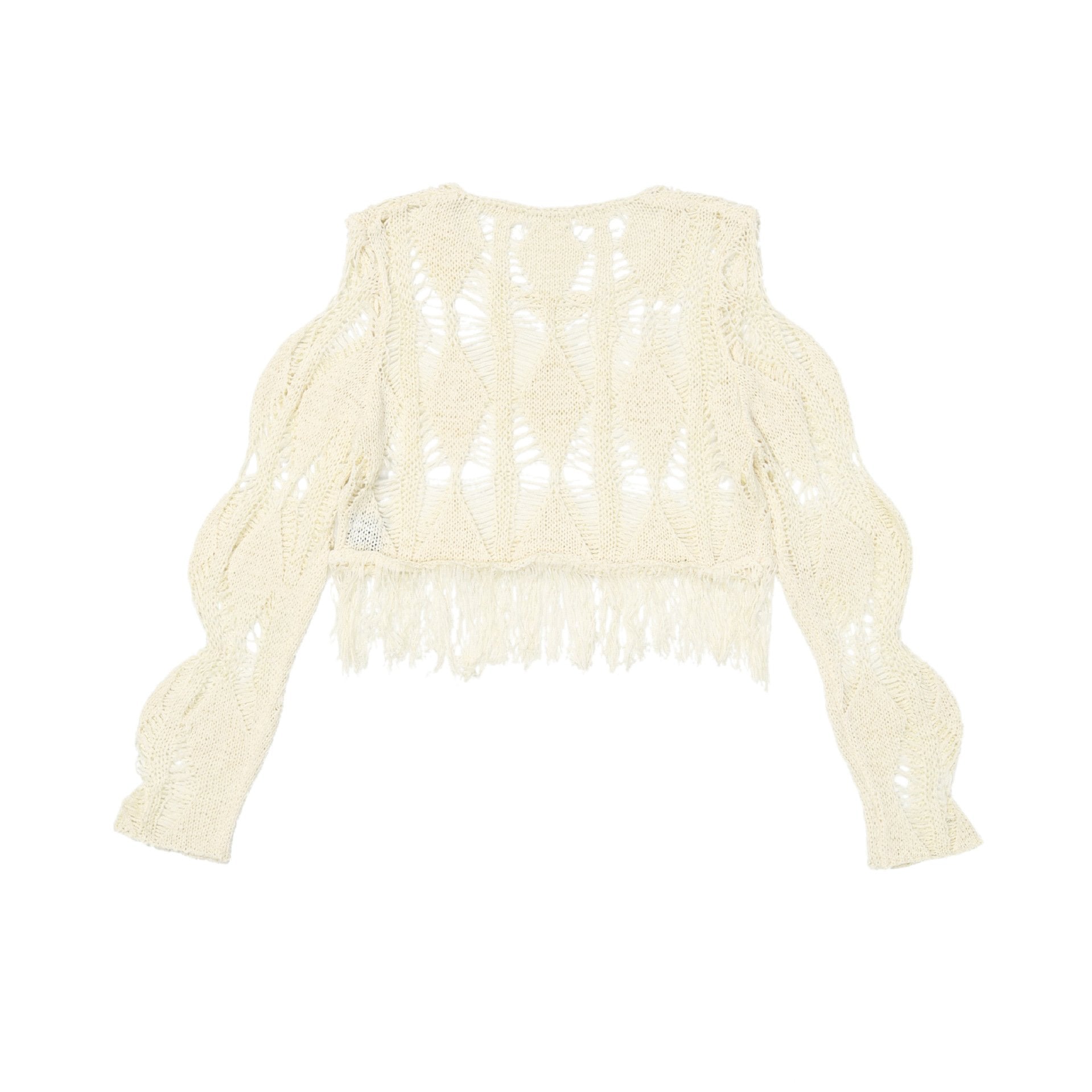 Long sleeve hollow out knitted crop top
