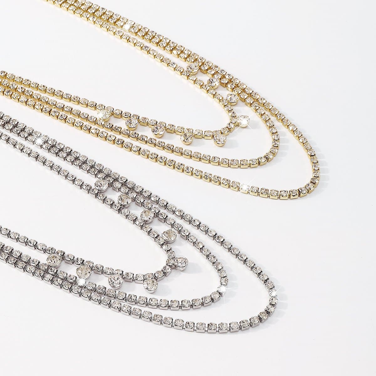 Layered rhinestone choker necklace