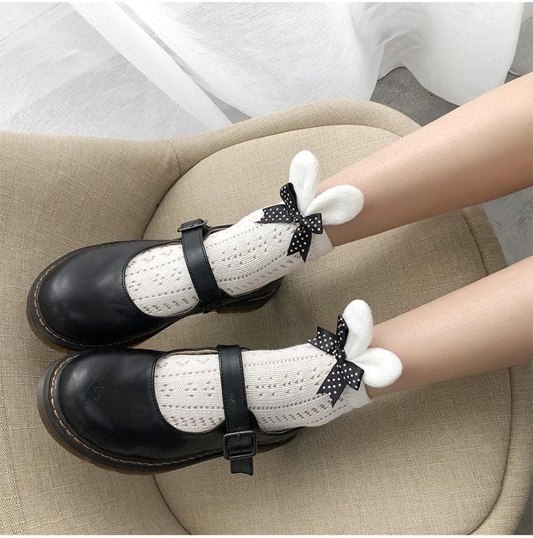 Bowknot bunny ears applique long socks