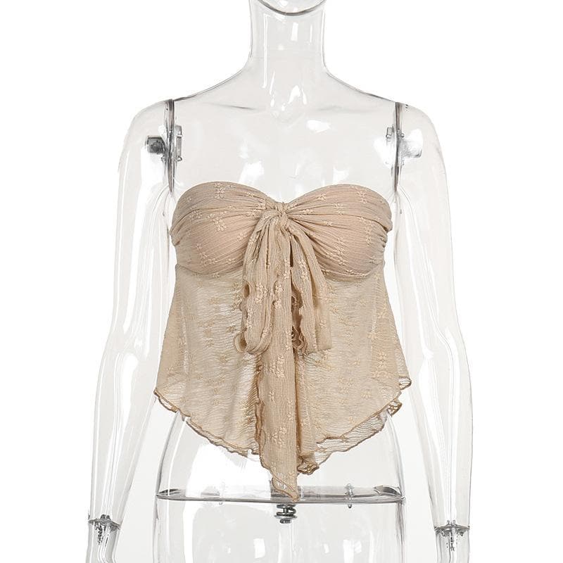 Sweetheart neck ruched ruffle tube top