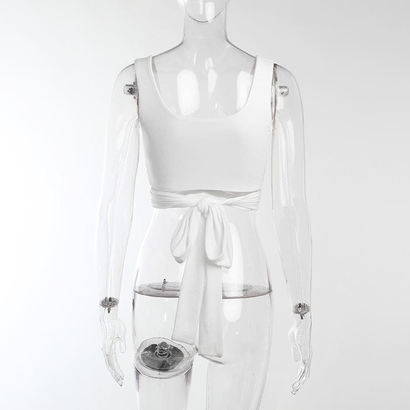 Self tie solid 2-way crop top