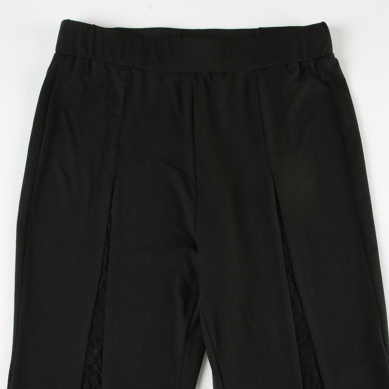 Lace patchwork medium rise pant