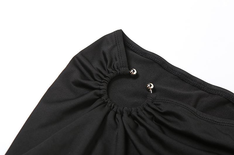 Long sleeve crewneck o ring slit solid maxi skirt set