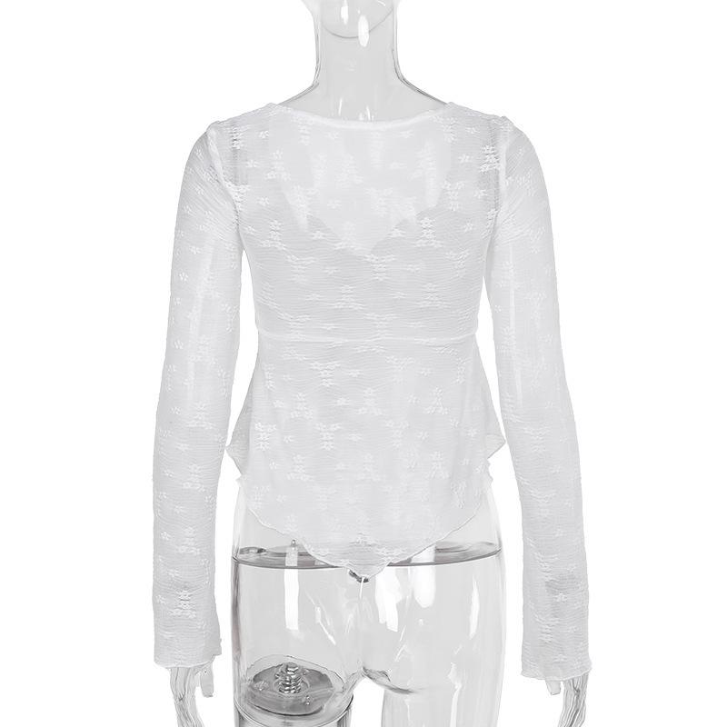 Long sleeve knotted flower pattern top