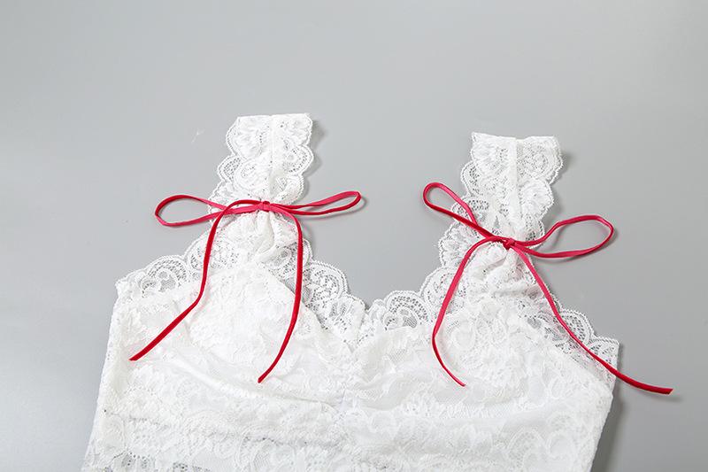 Lace bowknot ruched patchwork cami top