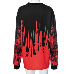 Long sleeve crewneck abstract contrast top
