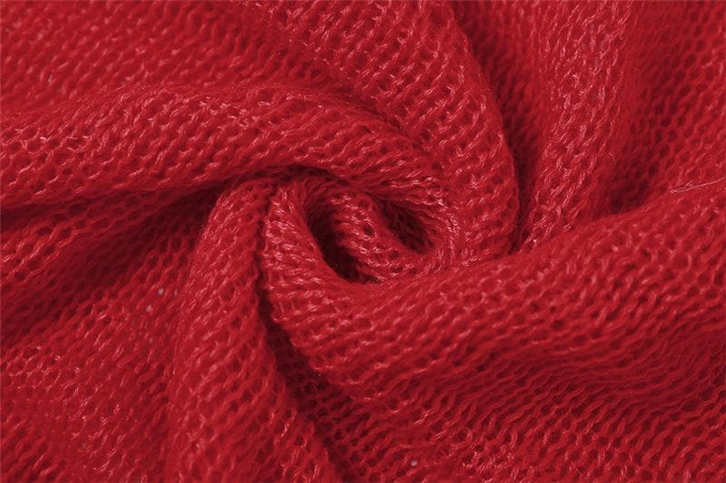 Crochet solid hoodie sleeveless see through maxi dress  | red tango dress