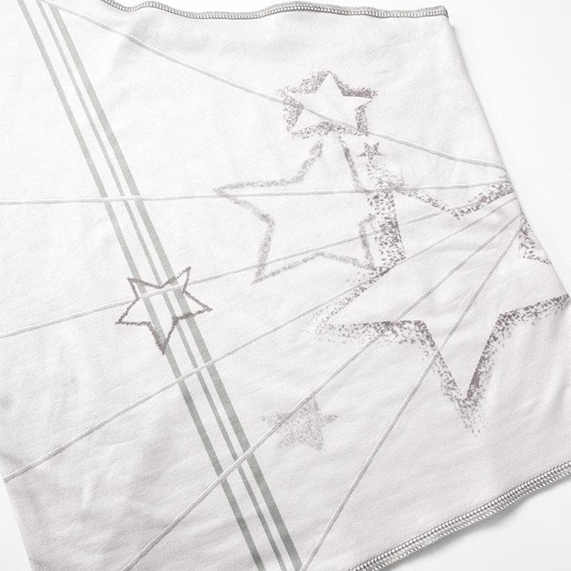 One shoulder stitch star print contrast top