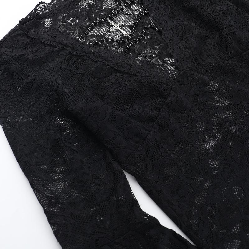 Long sleeve v neck lace top