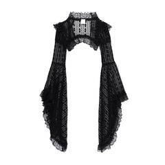 Long flared sleeve lace ruffle shrug top