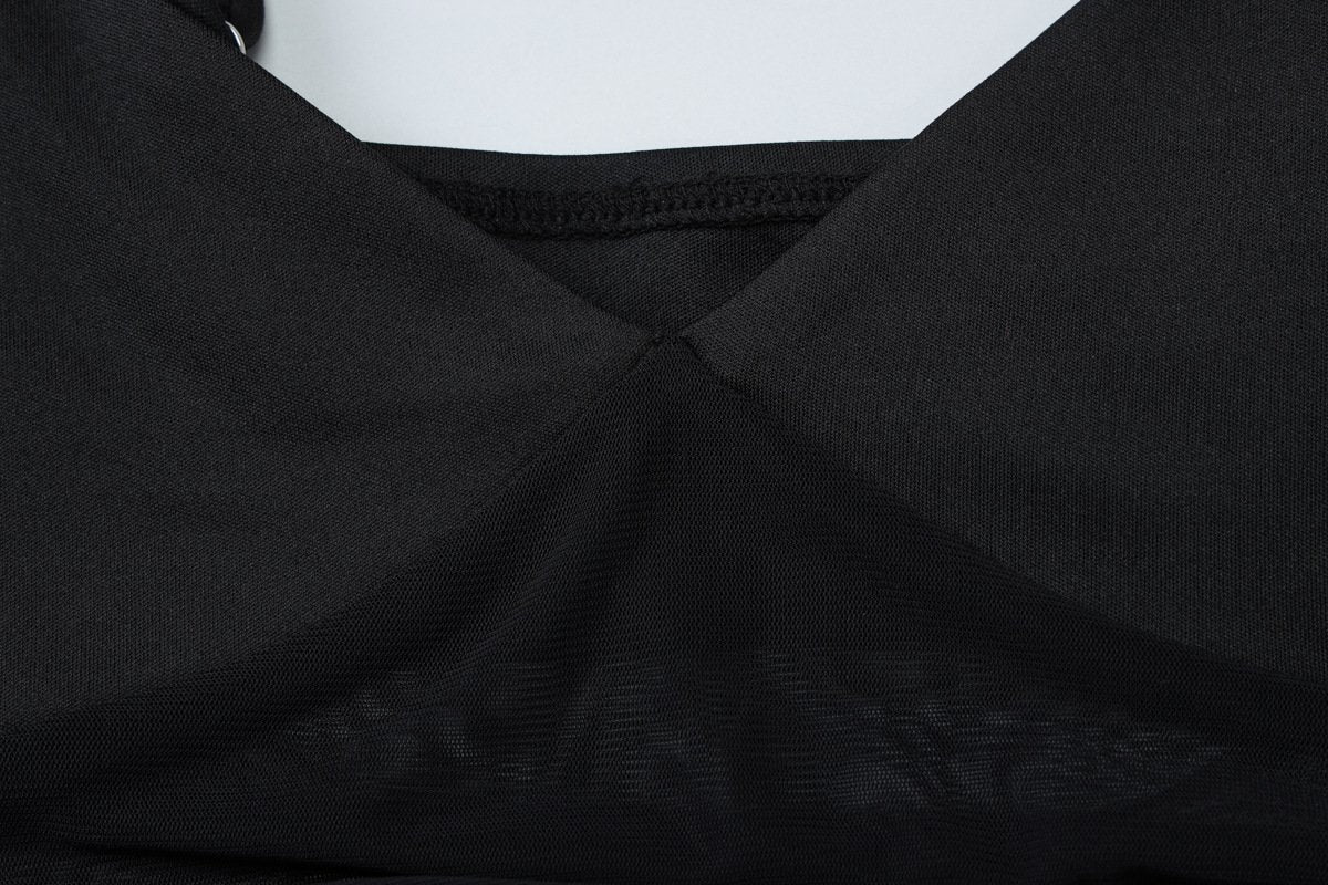 V neck mesh hollow out cami maxi dress