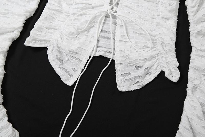 Long sleeve cross front textured top