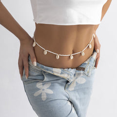 Seashell pendant beaded waist chain