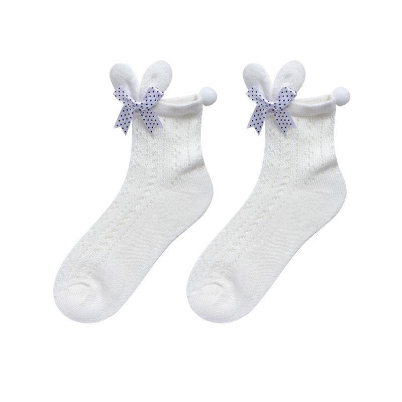 Bowknot bunny ears applique long socks