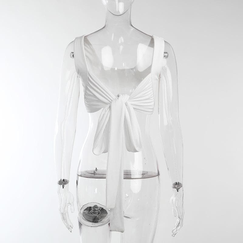 Self tie solid 2-way crop top